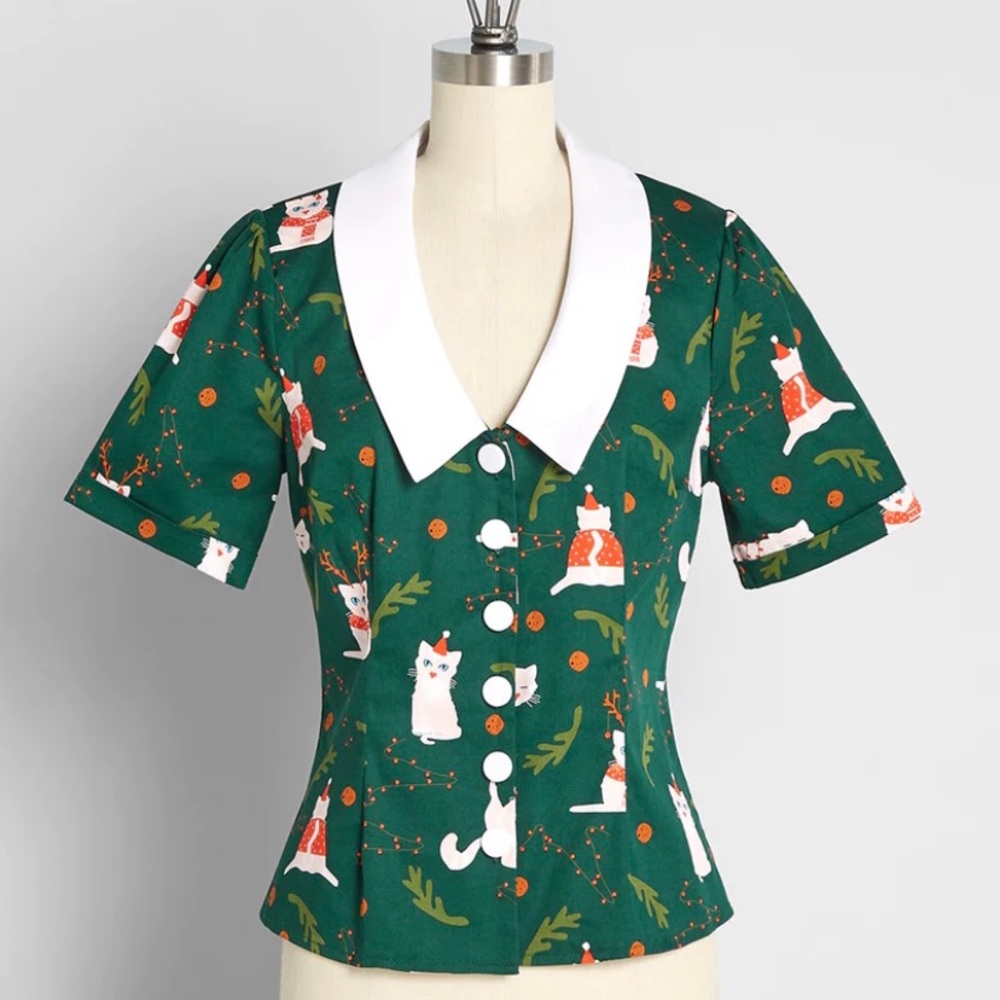 ModCloth Collectif Christmas Blouse